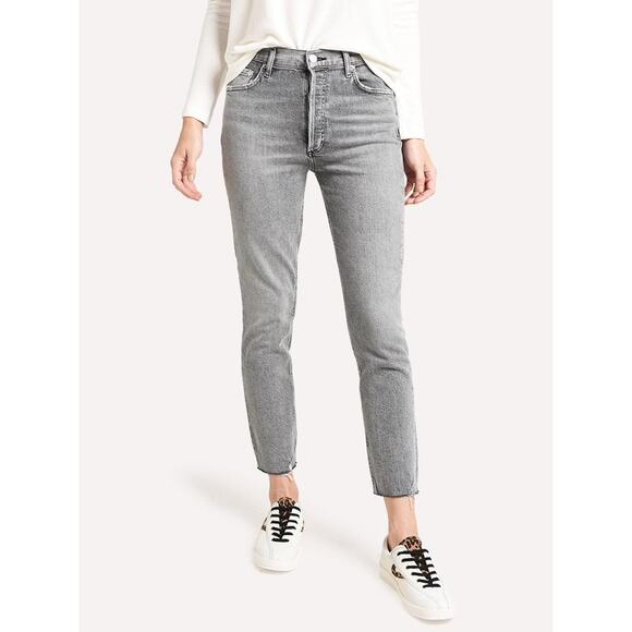 AGOLDE Gray High Rise Slim Fit Raw Hem Crop Stretch Casual Nico Jeans Size 30 - Picture 1 of 9